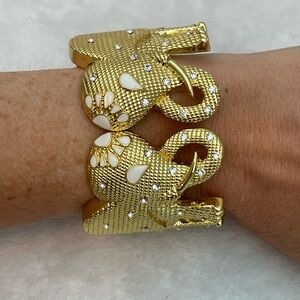 Lilly Pulitzer Gold Tone Hinged Elephant Bangle Bracelet